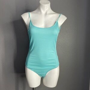 PeachPuff Aqua Ribbed Bodysuit